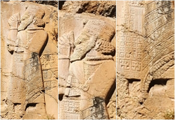 İvriz Kaya Anıtı’ndaki Hitit hiyeroglifleri ve kabartma detayları.
